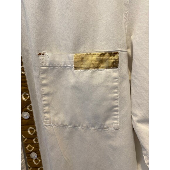 Chico’s Button Down Blouse Size 1 USA Sz Medium Cream with Animal Print Accents - Picture 6 of 12